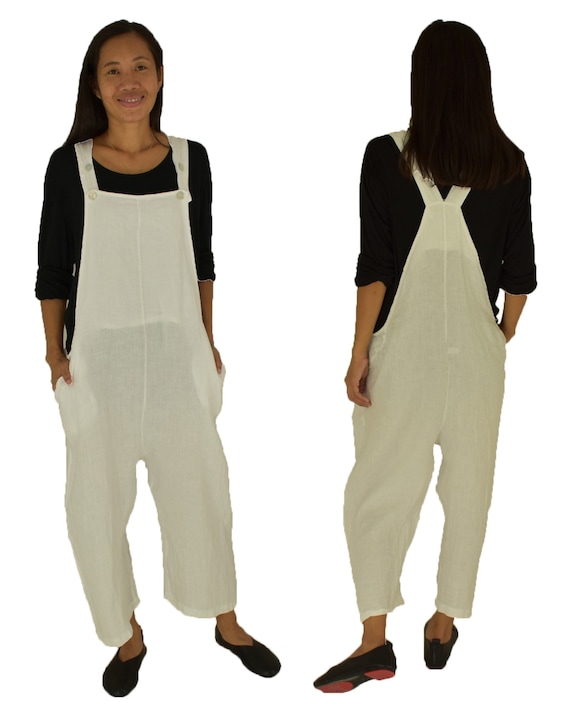 linen look dungarees