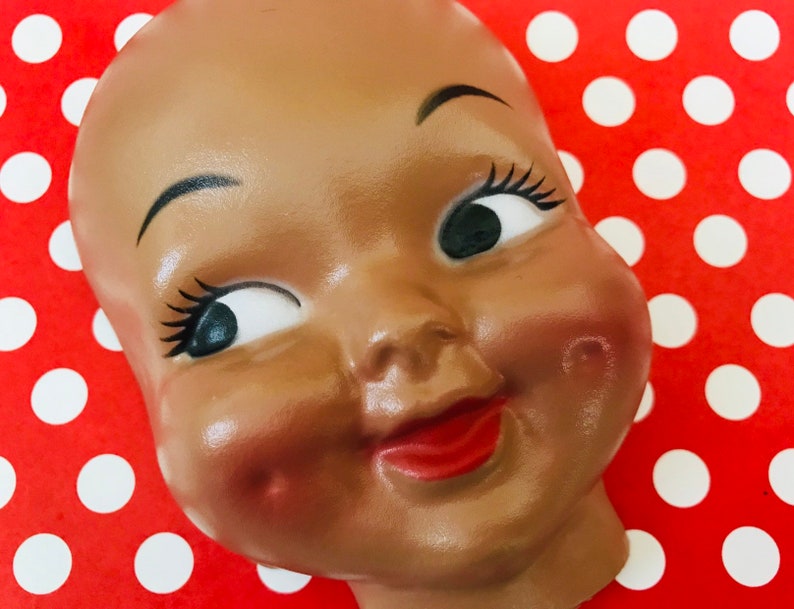 African Doll Face Vintage African American Doll Head Doll Crafting Celluloid Doll Face