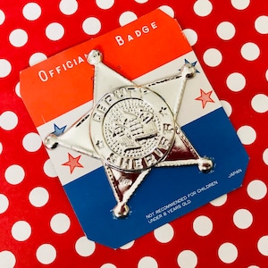 Vintage Metal Toy Sheriff Badge, Police Badge, Sheriff Pin, Pretend Play, Police Costume, Cop Badge, Dime Store Toy