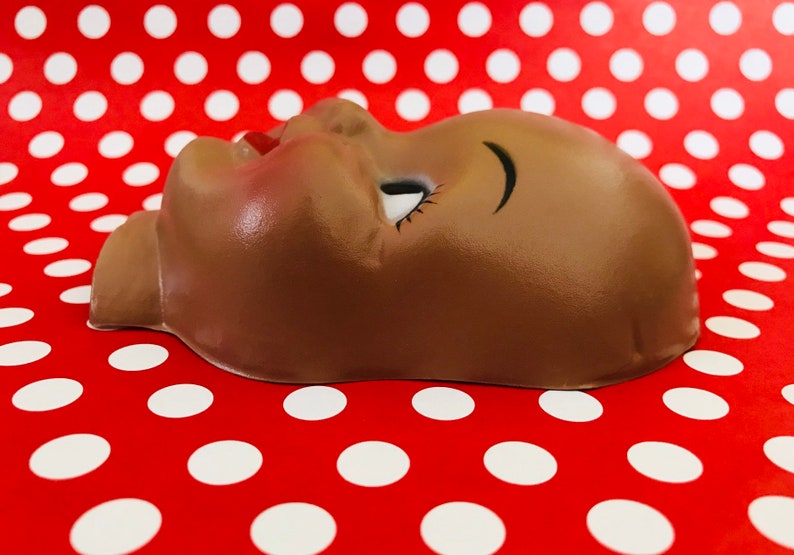 African Doll Face Vintage African American Doll Head Doll Crafting Celluloid Doll Face