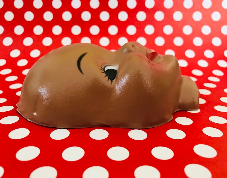 African Doll Face Vintage African American Doll Head Doll Crafting Celluloid Doll Face