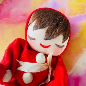 Vintage Pixie Doll, Felt Pixie, Christmas Pixie, Felt Doll, Dakin Dream Doll, Japan Pixie, Bendable Pixie, Pixie Kneehugger, Stockinette