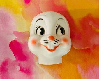 Vintage Bunny Face, Bunny Head, Craft Head, Easter Bunny, Celluloid Bunny Head, Kitschy, Big Eyed Bunny