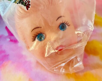Doll Head, Eegee Style  Rubber Doll Head, Molded Ponytail Doll Head, Doll Crafting, Mixed Media, Altered Art, Doll Assemblage, Kitschy