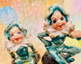 Vintage Porcelain Pixie Figurines, Fairy, Elf, Imp Figure, Sprite, Occupied Japan, Kitschy