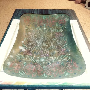 Vintage 50s All Brass Made In India Etched Tray