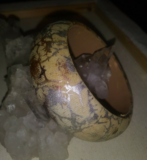 Unique Beautiful Vintage Mod Fabric Bangle Bracel… - image 3