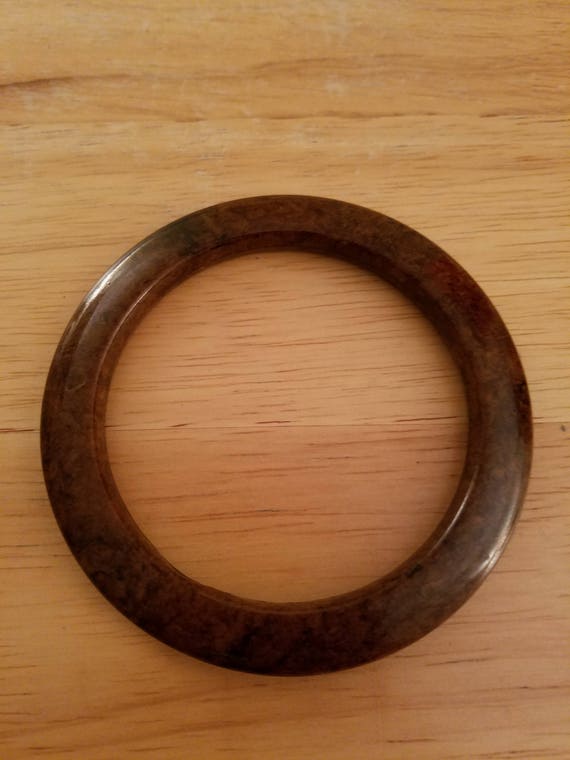 Vintage Brown Acrylic Plastic Flat Bangle Bracelet - image 2