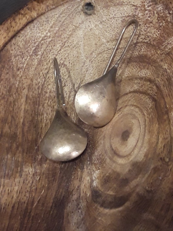 Vintage Sterling Silver Teardrop Hook Earrings