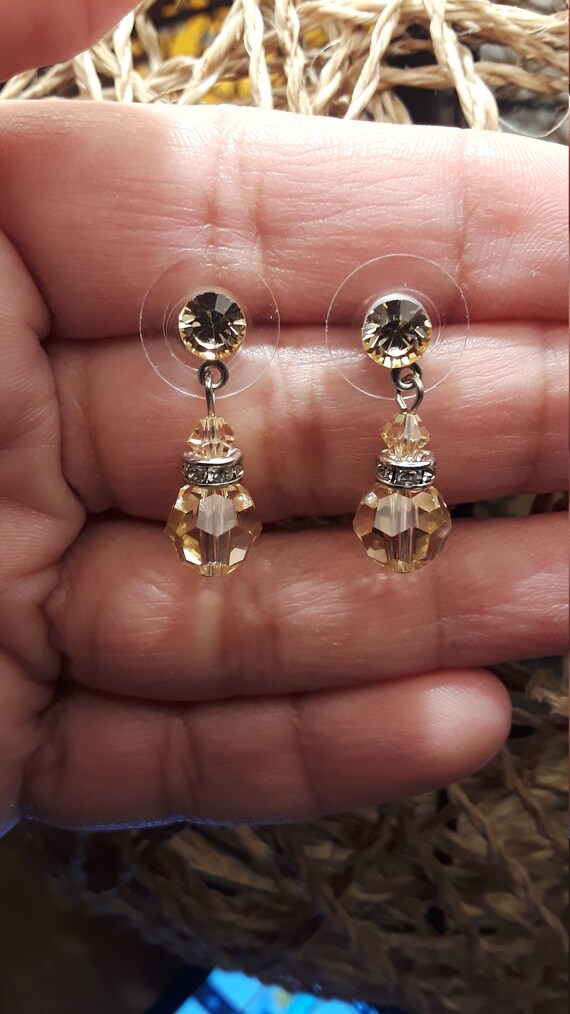 Beautiful Vintage  Champagne Color Faceted Glass … - image 2