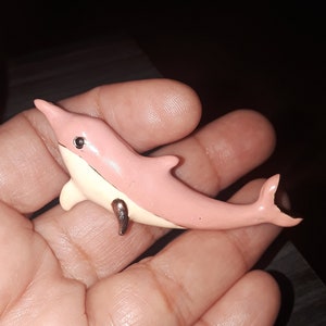 Beautiful Vintage 50s Pink Dolphin Brooch Pendant