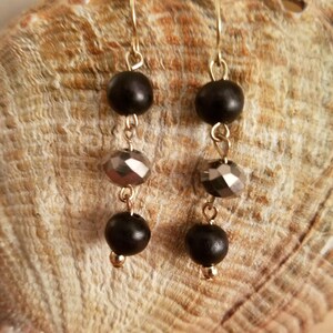 Vintage Black And Gray Faceted Dangle Earrings