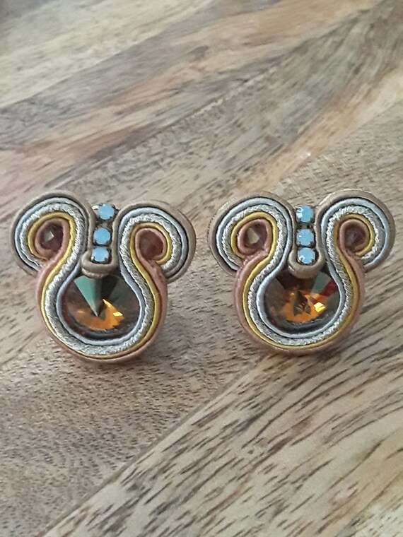 Stunning Vintage 50s  Mid Century Thread Amber Cr… - image 2