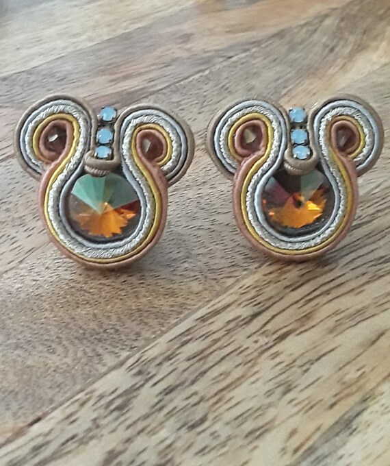 Stunning Vintage 50s  Mid Century Thread Amber Cr… - image 1