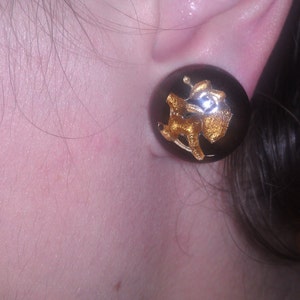Vintage Made In Japan Round Tortoise Glass Clip On Earrings