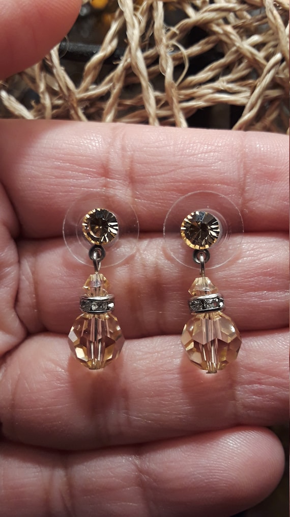 Beautiful Vintage  Champagne Color Faceted Glass … - image 3