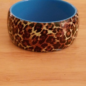 Vintage Wide Plastic Cheetah Print Bangle Bracelet image 5