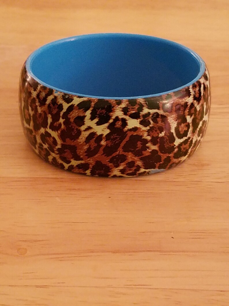 Vintage Wide Plastic Cheetah Print Bangle Bracelet image 5