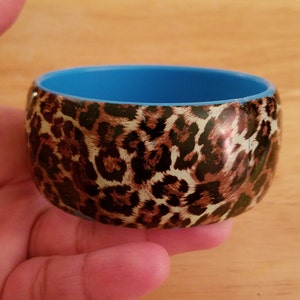 Vintage Wide Plastic Cheetah Print Bangle Bracelet image 1