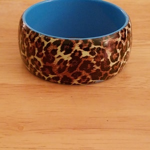 Vintage Wide Plastic Cheetah Print Bangle Bracelet image 2