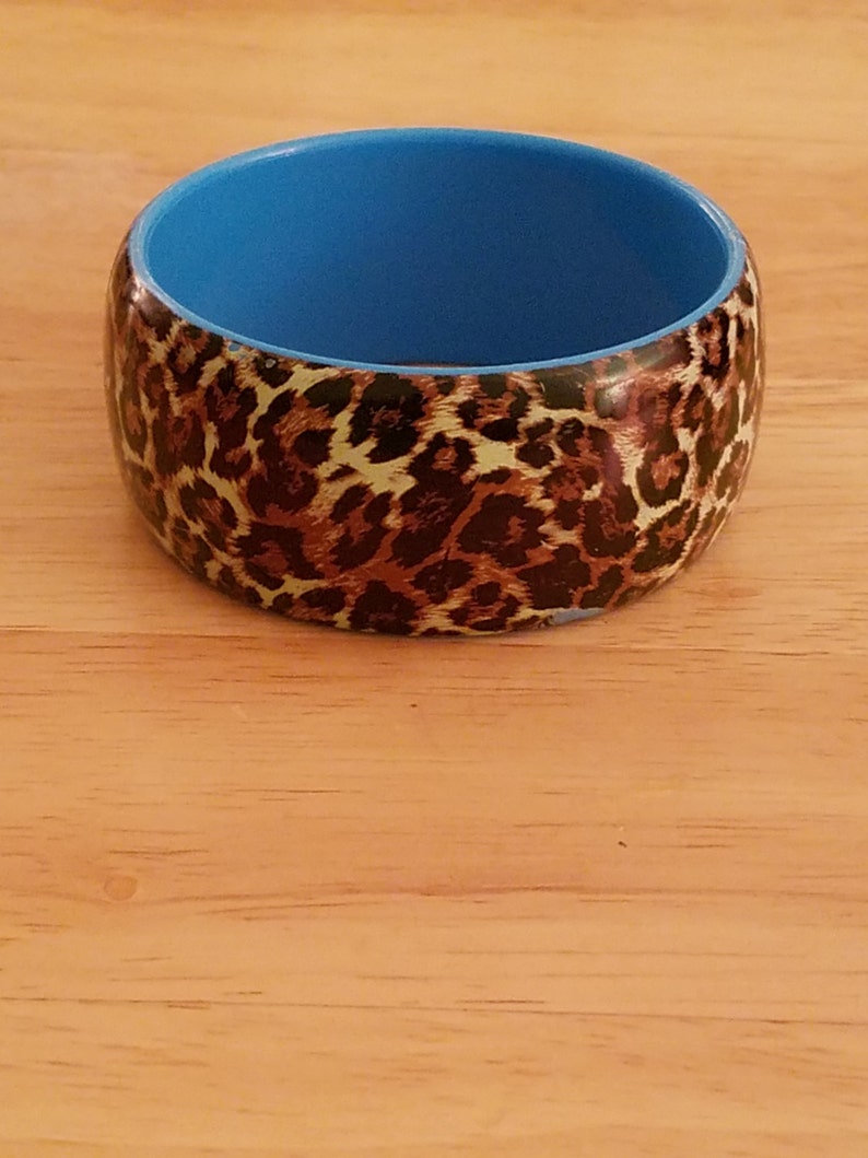 Vintage Wide Plastic Cheetah Print Bangle Bracelet image 2