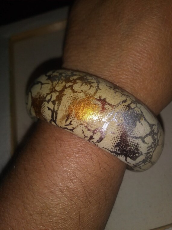 Unique Beautiful Vintage Mod Fabric Bangle Bracel… - image 1