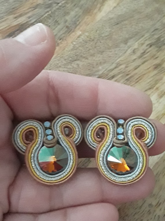 Stunning Vintage 50s  Mid Century Thread Amber Cr… - image 5