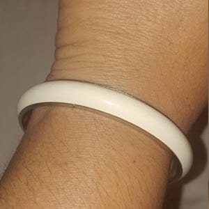 Vintage White Painted Gold Metal Bangle Bracelet