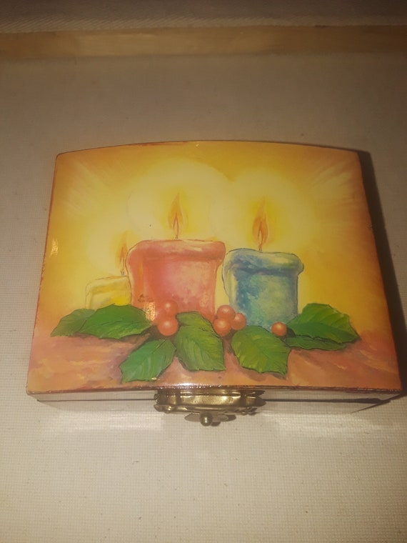 Vintage Small Wood  Wooden Candle Lacquered Trink… - image 10