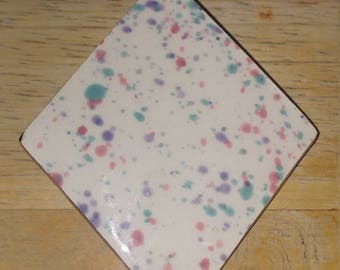 Unique Vintage White Confetti Dots Ceramic Triangle Pendant And Brooch
