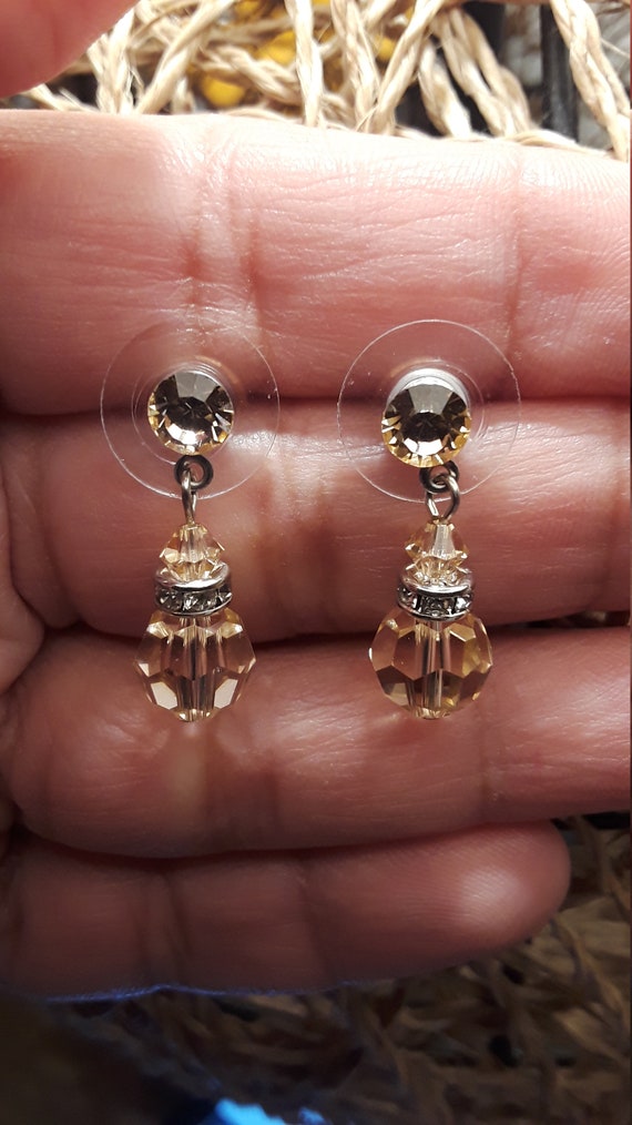 Beautiful Vintage  Champagne Color Faceted Glass … - image 1