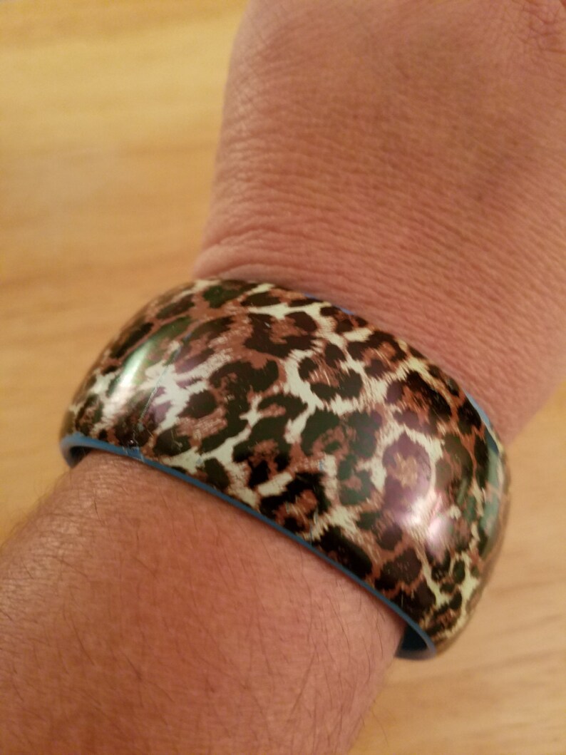 Vintage Wide Plastic Cheetah Print Bangle Bracelet image 4