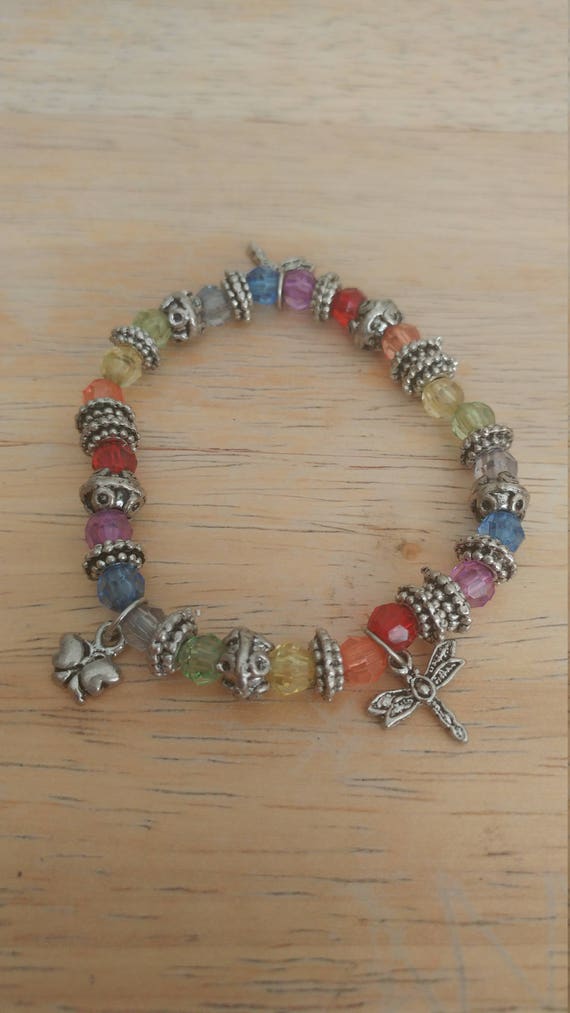 Beautiful Vintage Colorful Plastic Beaded Butterfl