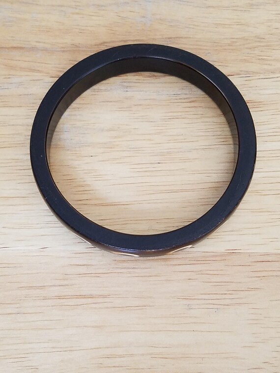 Unique Vintage Resin Dark Brown Tribal Ethnic Ban… - image 2