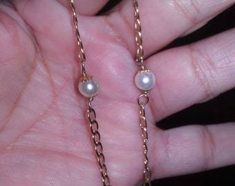 Vintage Gold Plated Faux Pearl Bracelet