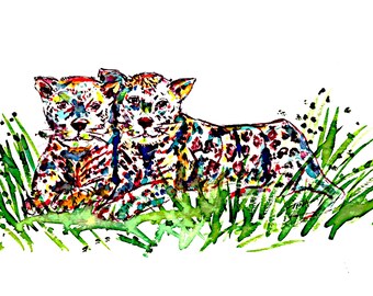 Wildlife Couples Series, Cheetahs, original watercolor painting