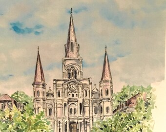 St Louis Cathedral Digital Print Matted