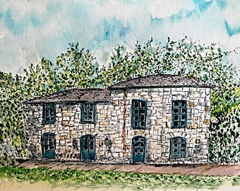 Witte Museum Series, John Twohig House; Original Watercolor painting