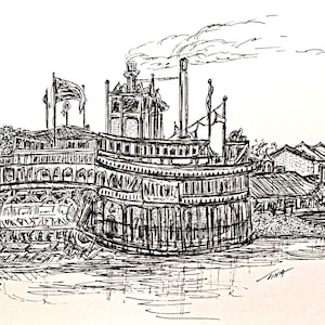 Riverboat Natchez, New Orleans Pen & Inks