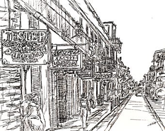 Bourbon Street, New Orleans Pen & Inks