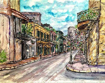 Dumaine Street, NOLA Watercolor Series #8, Framed