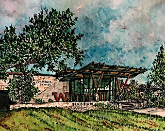 Witte Museum Series, Witte Entrance; Original Watercolor Painting