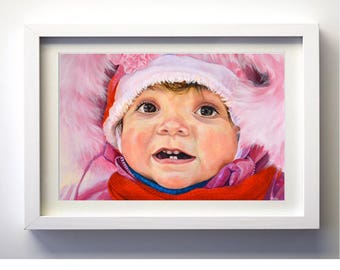 Baby Portrait Custom Hand Painted Art from photo personalized  acrylic painting made to order