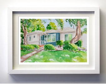 Home portrait custom made from photos watercolor painting of your house 8"x10"