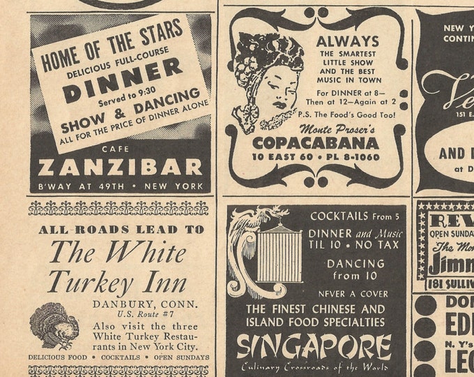 1940s New York City Original 1946 Vintage Print Ads for