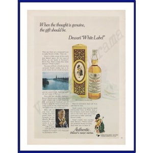 DEWAR&#39;S WHITE LABEL Scotch Whisky Original 1972 Vintage Print Advertisement &quot;When The Thought Is Genuine, The Gift Should Be.&quot;