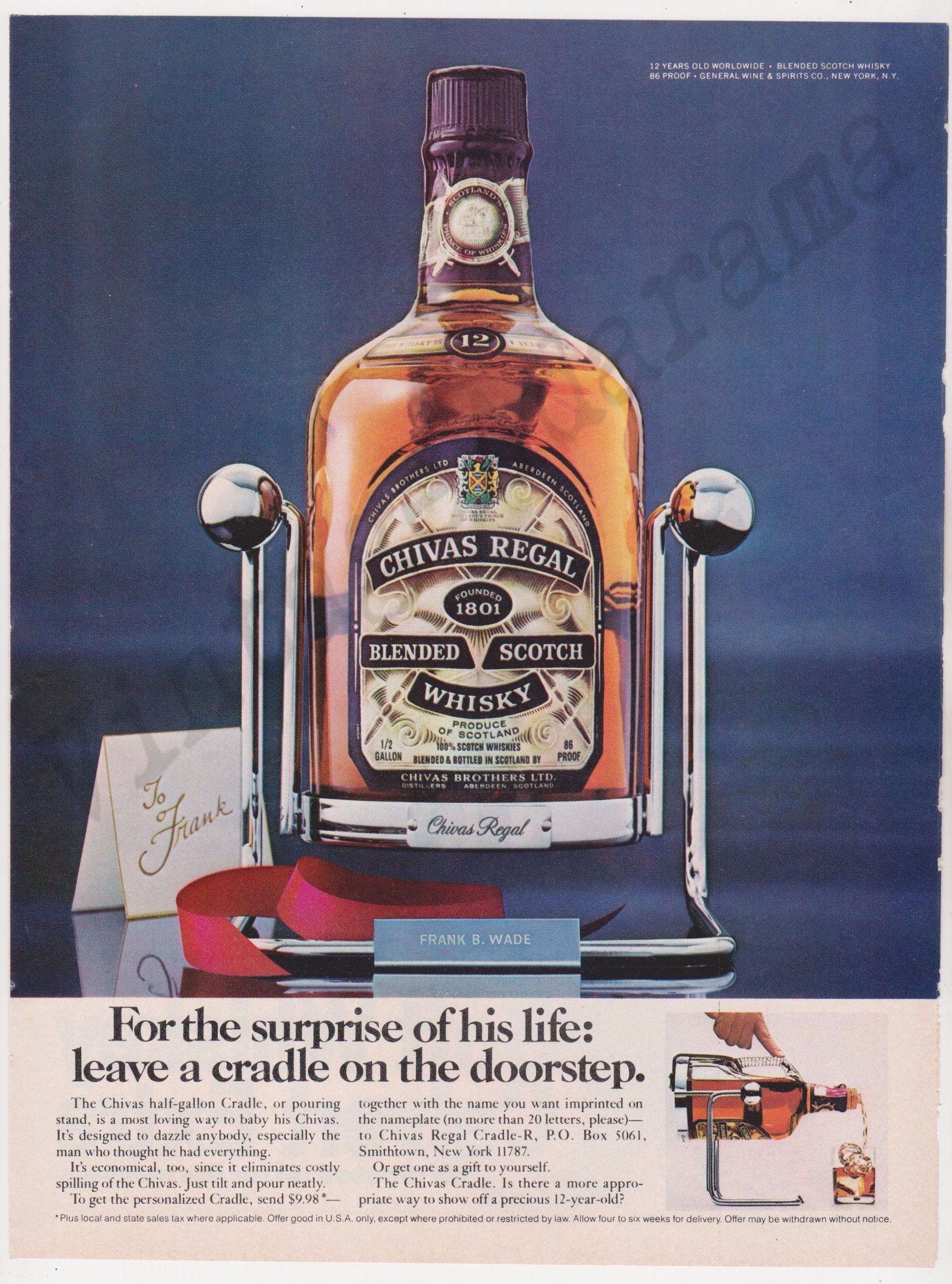 CHIVAS REGAL Scotch Whiskey Original 1976 Vintage Color Print