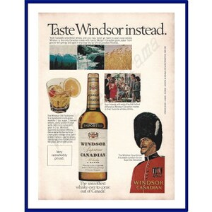 WINDSOR CANADIAN WHISKY Original 1974 Vintage Color Print Advertisement &quot;Taste Windsor Instead.&quot; Old Fashioned Mixed Drink Recipe