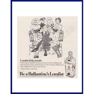 BALLANTINE'S SCOTCH WHISKY Original 1972 Vintage Black & White Print Advertisement "Be A Ballantine's Loyalist" Hulon Lester