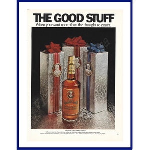 OLD GRAND-DAD Bourbon Whiskey Original 1972 Vintage Color Print Advertisement &quot;The Good Stuff.&quot; Christmas Gift Carton